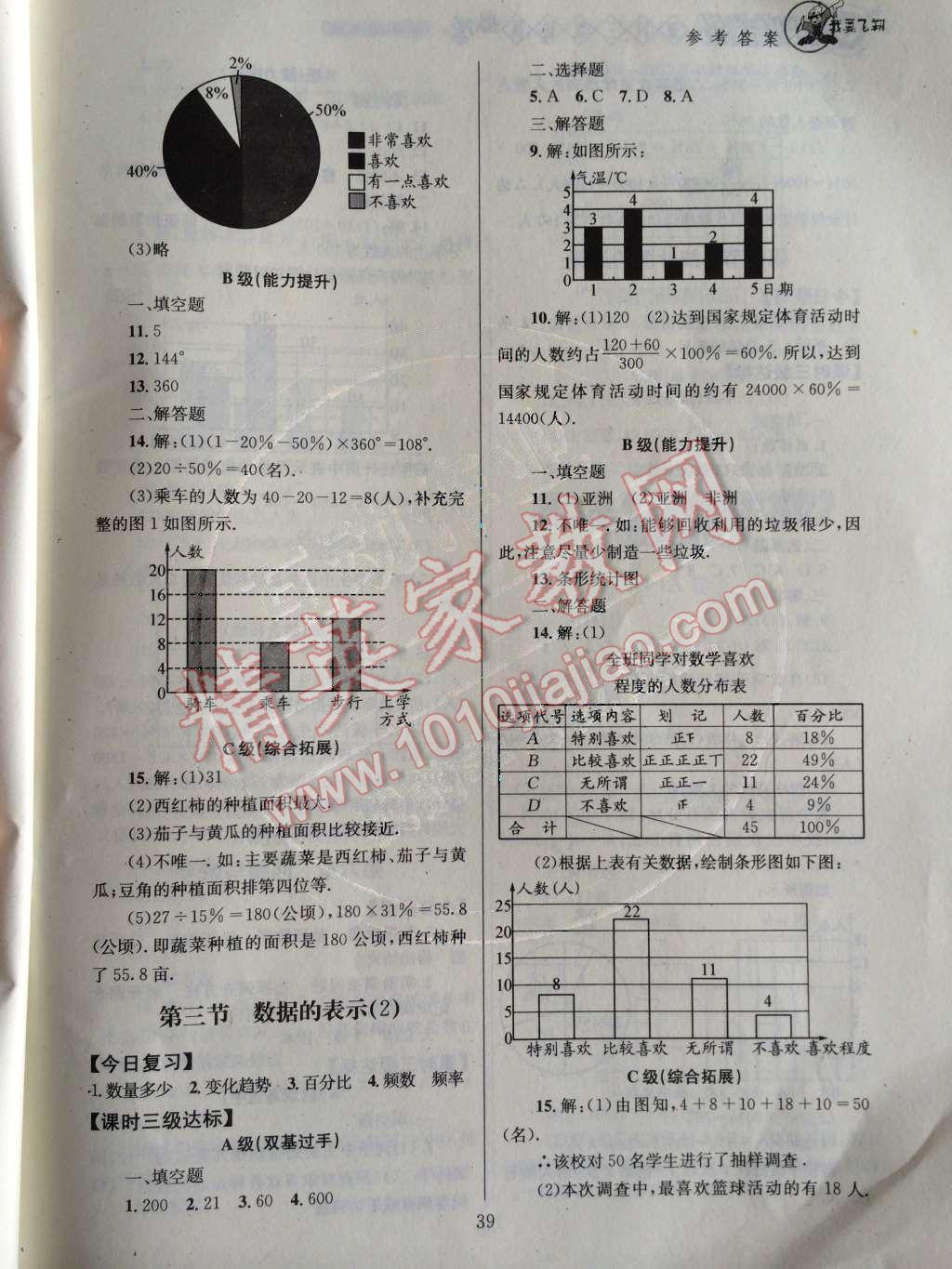 2014年天府前沿课时三级达标七年级数学上册北师大版 第六章 数据的收集与整理第98页