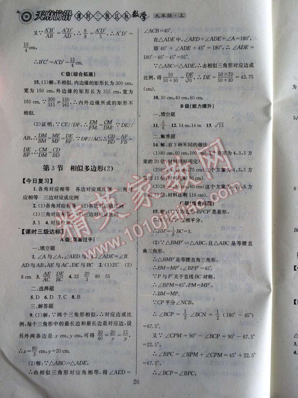 2014年天府前沿课时三级达标九年级数学上册北师大版 第21页