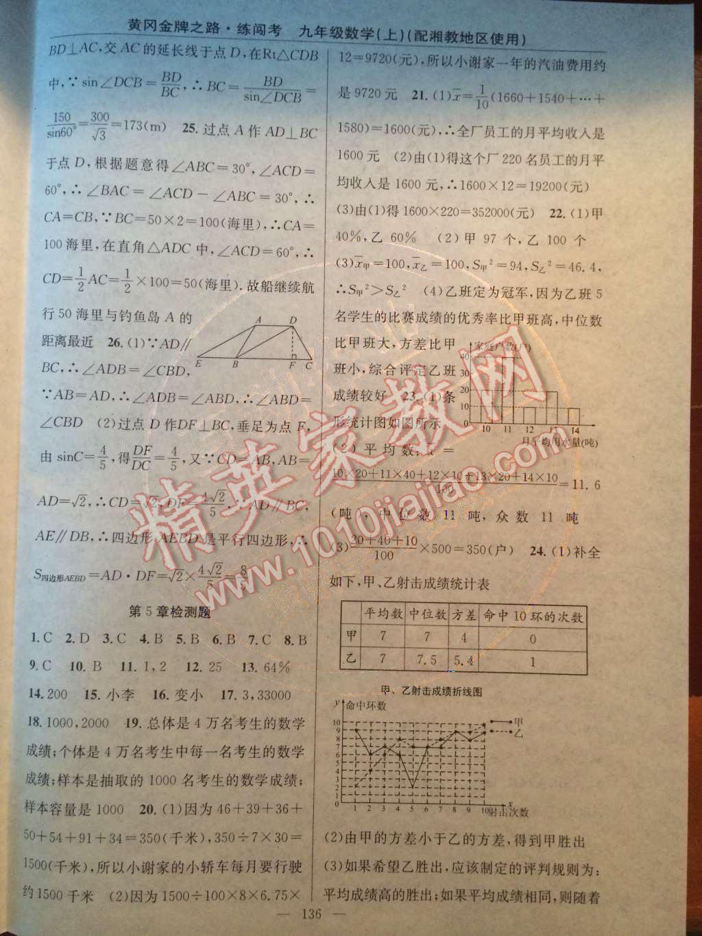 2014年黄冈金牌之路练闯考九年级数学上册湘教版 第23页