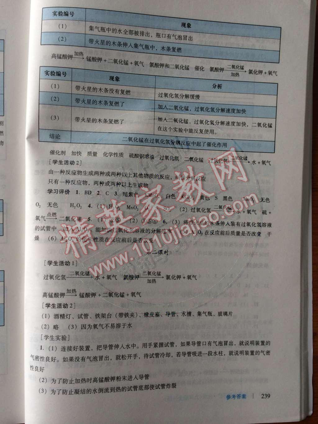 2014年学习与评价九年级化学全一册人教版 第二单元 我们周围的空气第56页