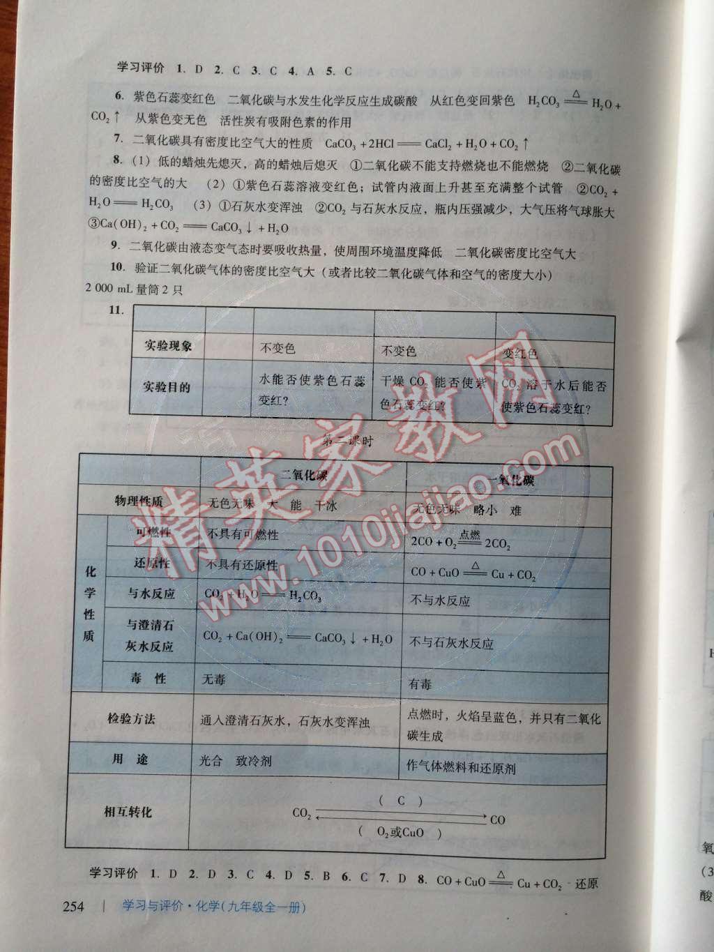 2014年学习与评价九年级化学全一册人教版 第六单元 碳和碳的氧化物第75页