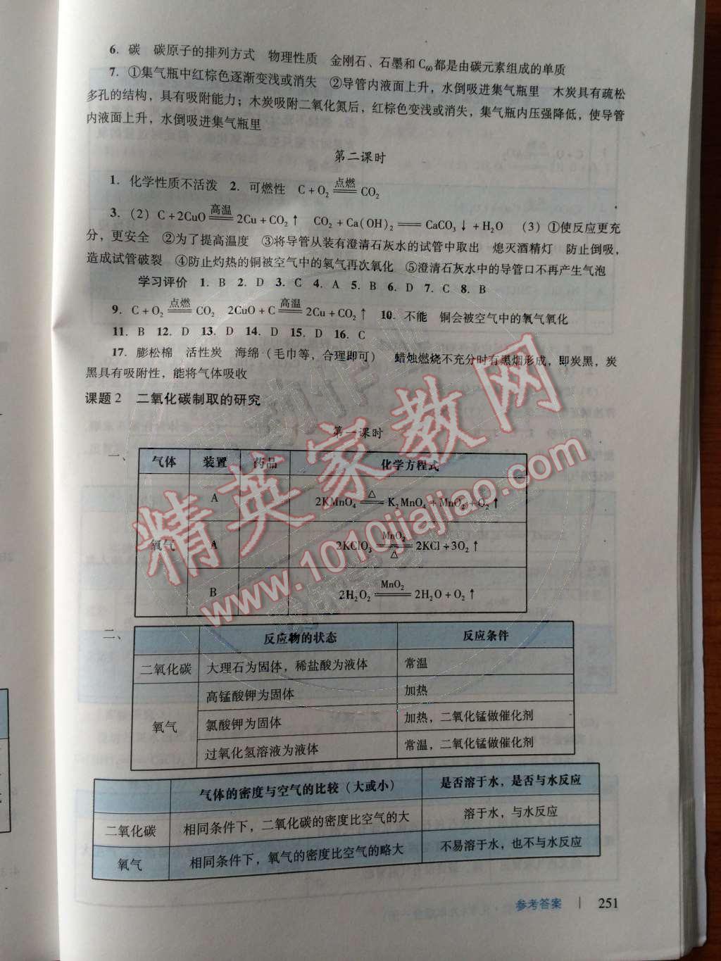 2014年学习与评价九年级化学全一册人教版 第六单元 碳和碳的氧化物第72页