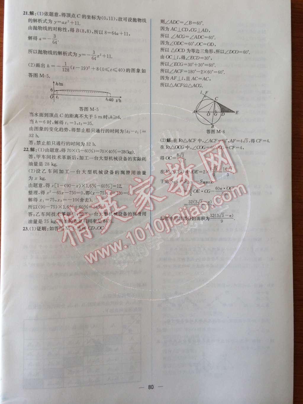 2014年同步导学案课时练九年级数学上册人教版 检测卷第104页