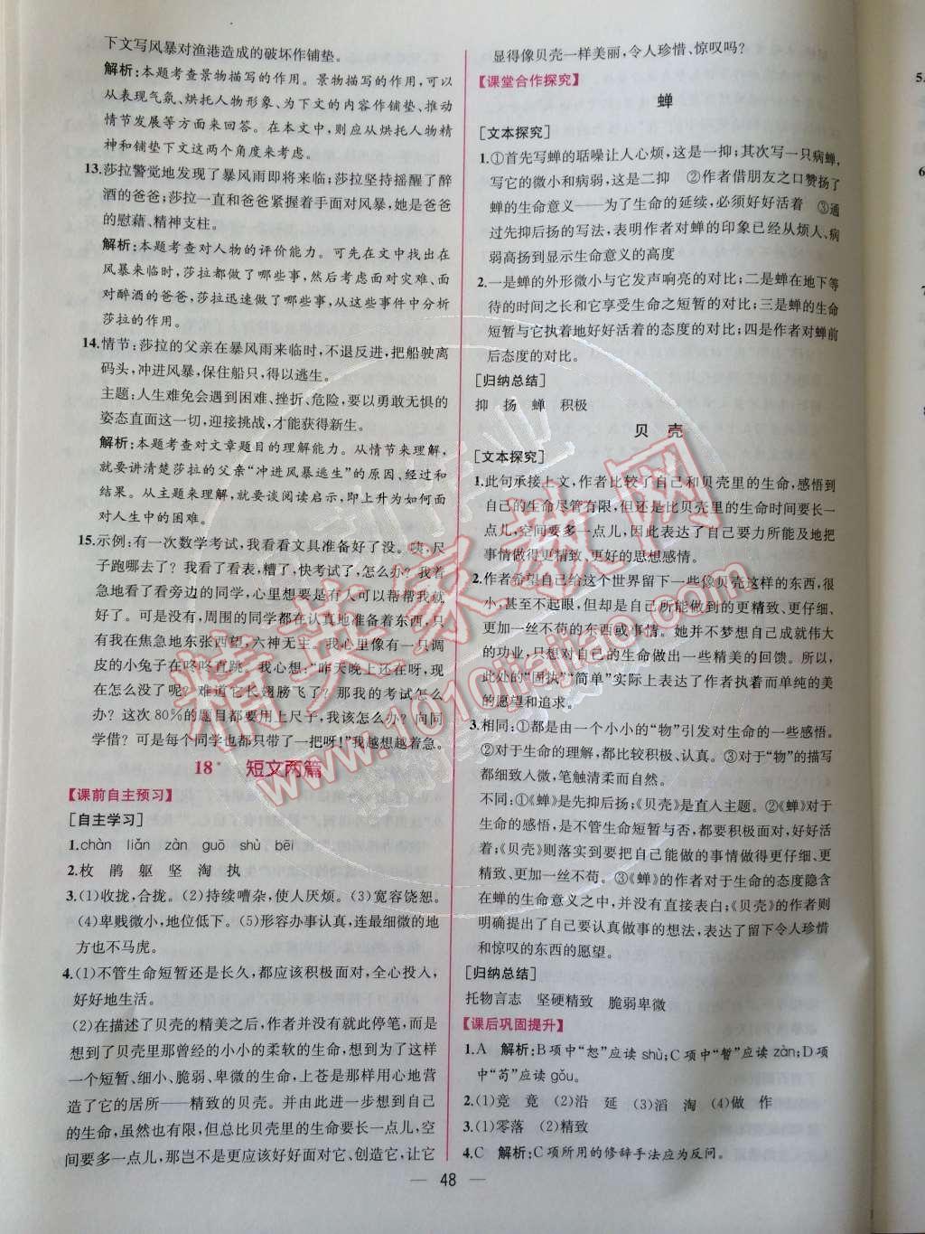 2014年同步導(dǎo)學(xué)案課時(shí)練七年級(jí)語(yǔ)文上冊(cè)人教版 第19頁(yè)