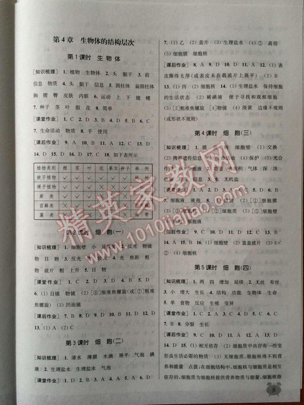 2014年通城学典课时作业本七年级科学上册华师大版 第8页