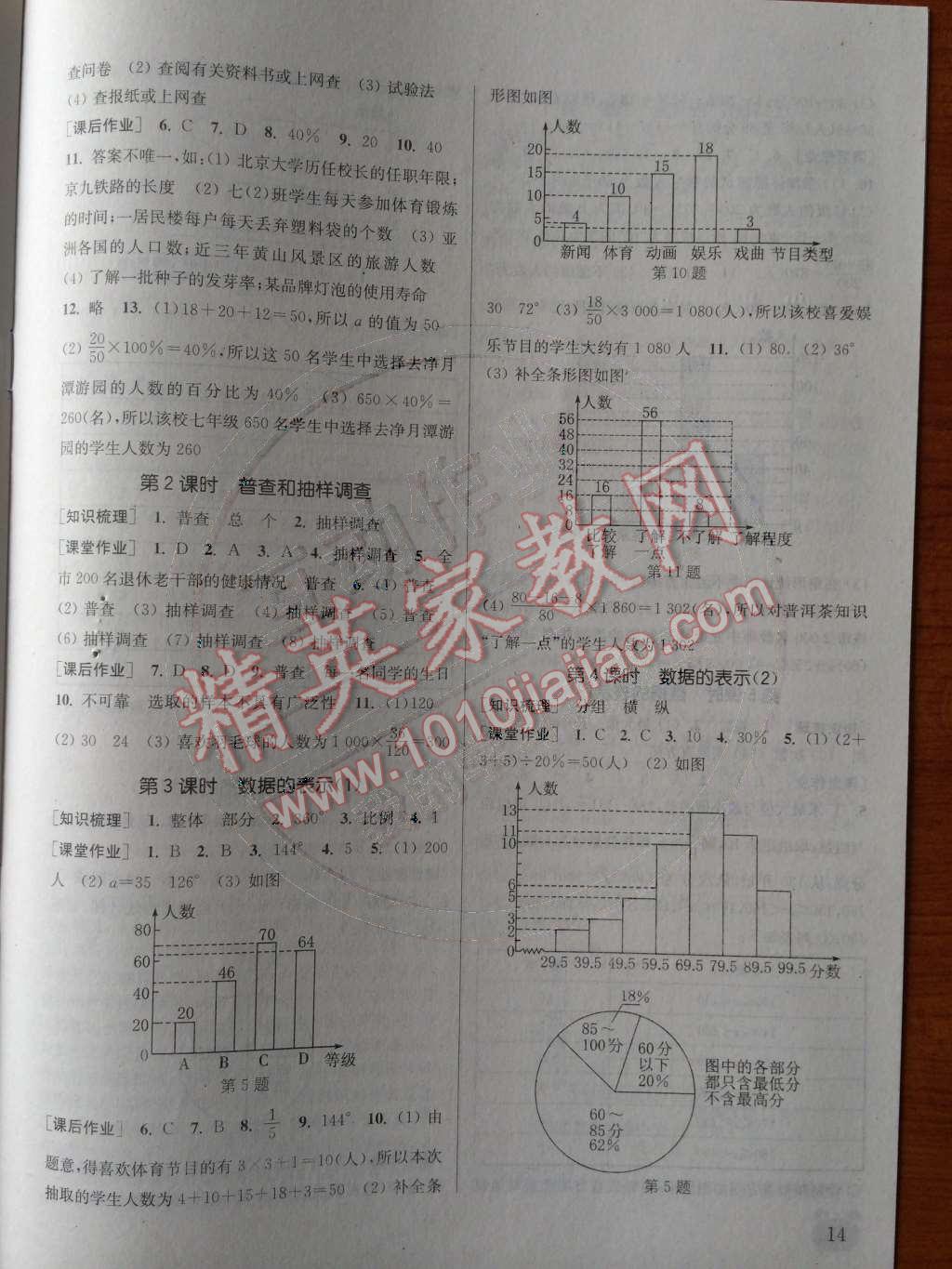 2014年通城學典課時作業(yè)本七年級數學上冊北師大版 第6章 數據的收集與整理第85頁