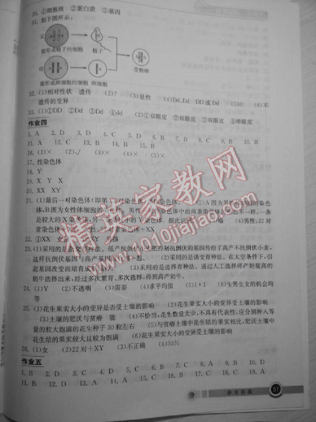 2014年長(zhǎng)江作業(yè)本暑假作業(yè)八年級(jí)生物學(xué) 第3頁(yè)