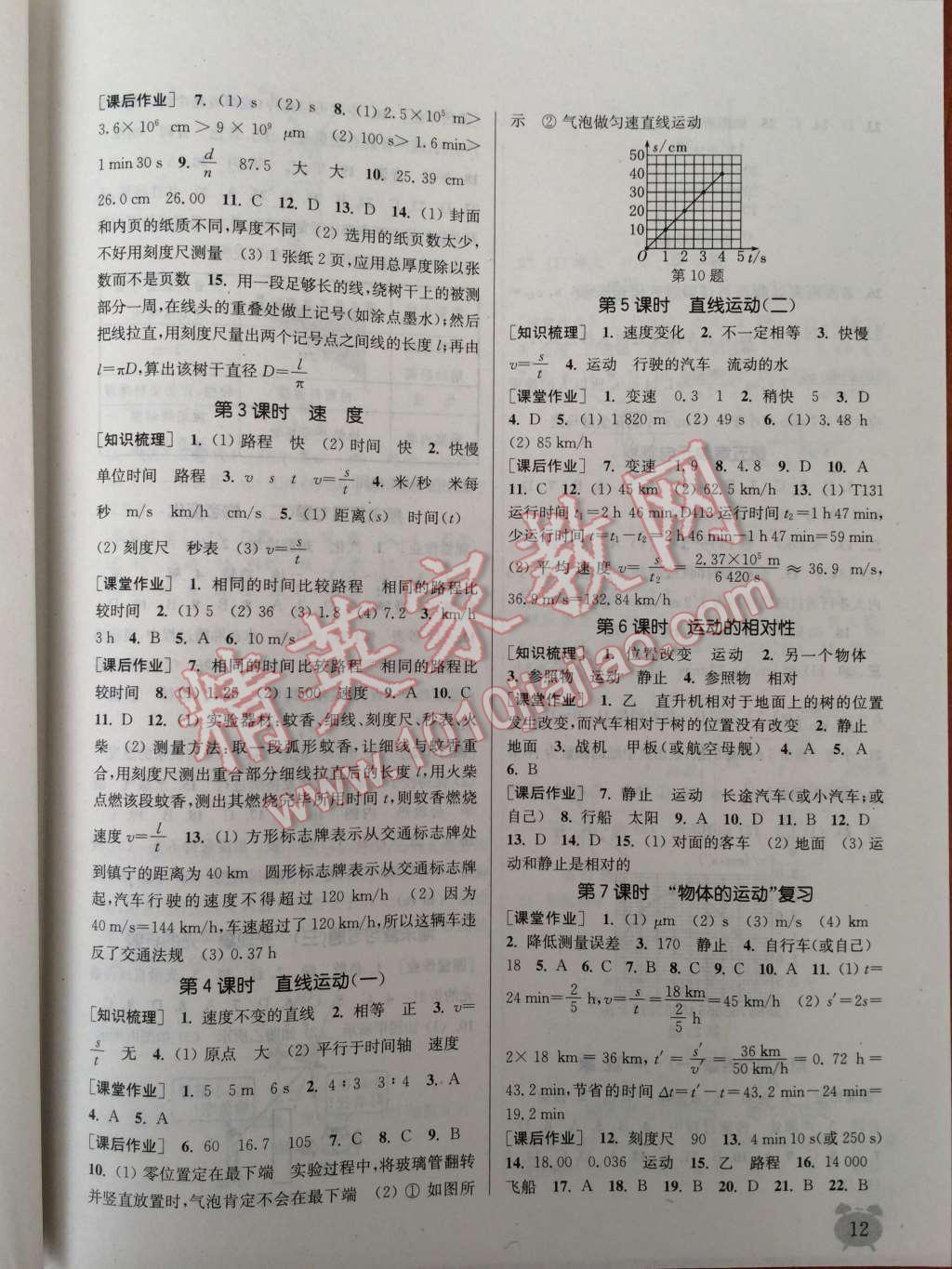 2014年通城學(xué)典課時作業(yè)本八年級物理上冊蘇科版 第16頁