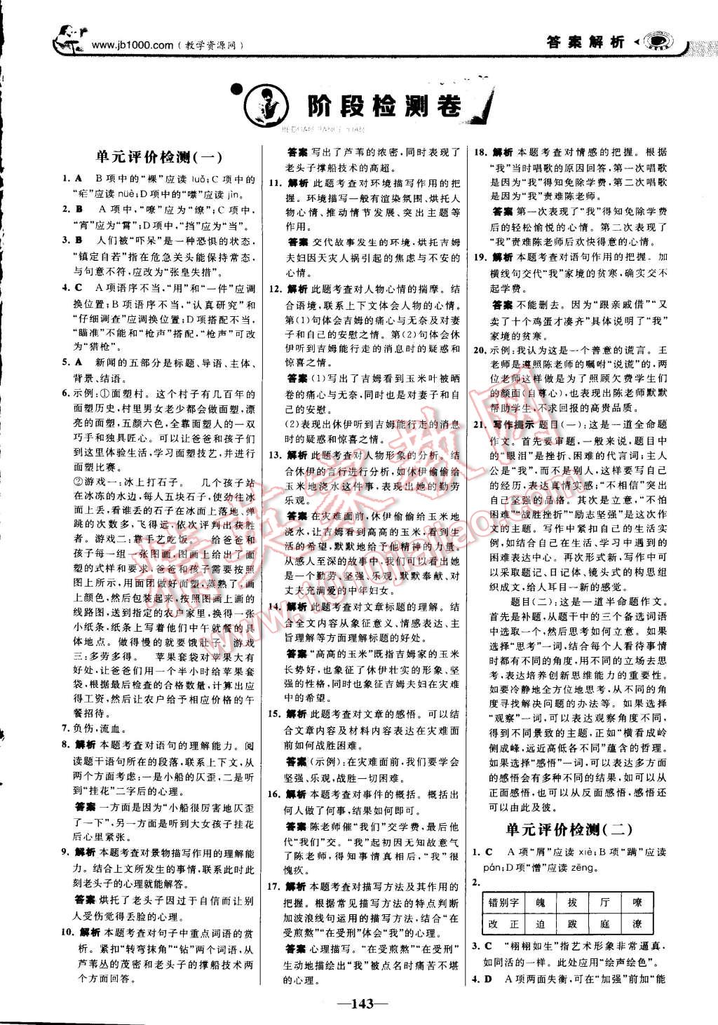 2014年世紀(jì)金榜初中新課標(biāo)金榜學(xué)案八年級(jí)語文上冊(cè)人教版 第23頁