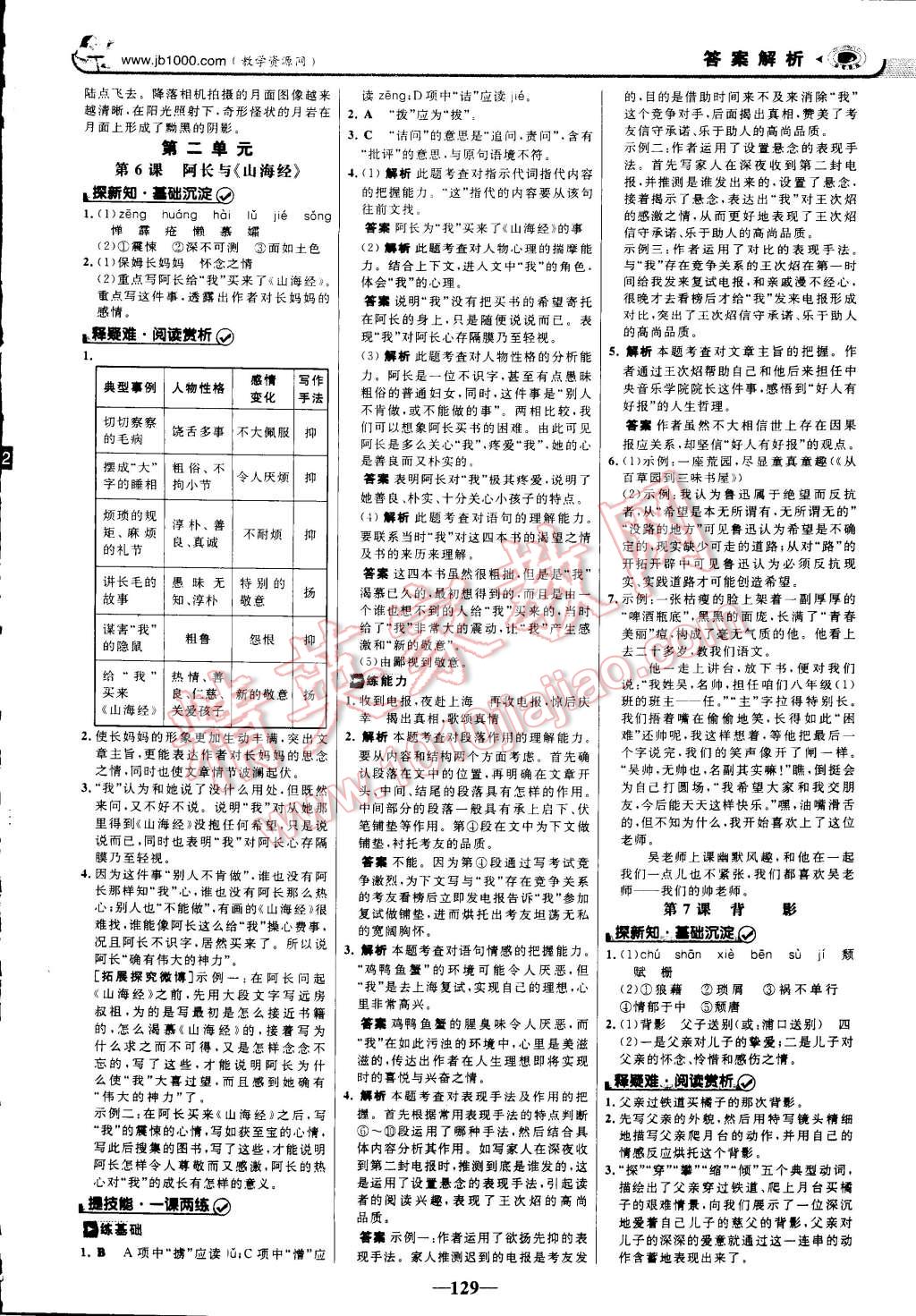 2014年世紀金榜初中新課標金榜學案八年級語文上冊人教版 第5頁