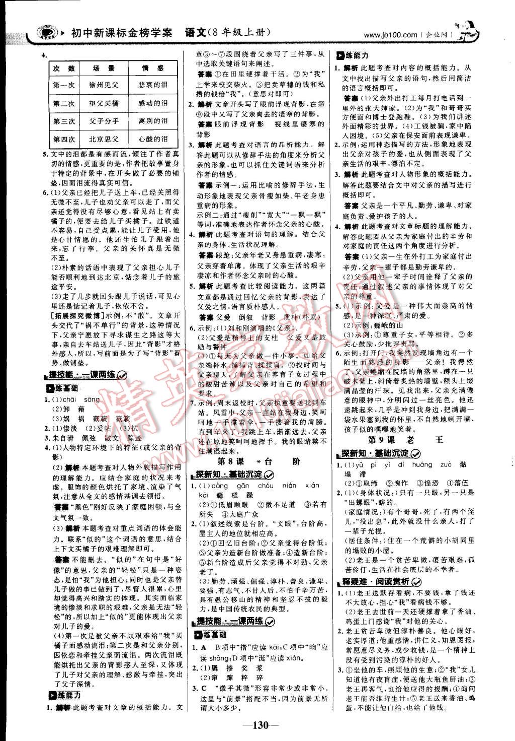 2014年世纪金榜初中新课标金榜学案八年级语文上册人教版 第6页