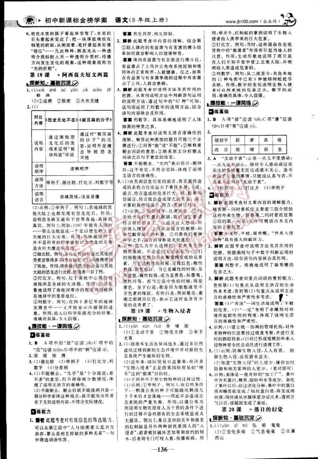 2014年世紀(jì)金榜初中新課標(biāo)金榜學(xué)案八年級(jí)語文上冊人教版 第14頁