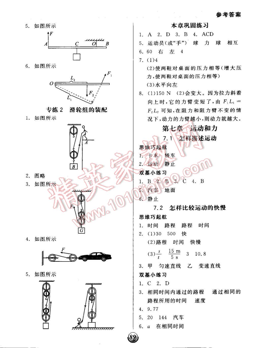 2015年全品基礎(chǔ)小練習(xí)八年級物理下冊滬粵版 第3頁