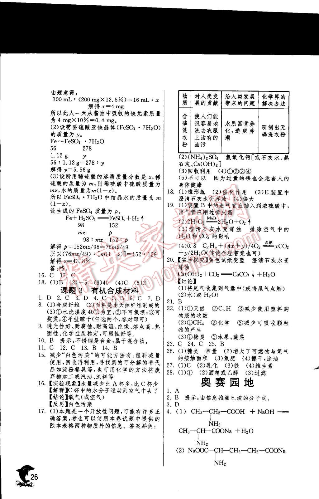 2015年实验班提优训练九年级化学下册人教版 第26页