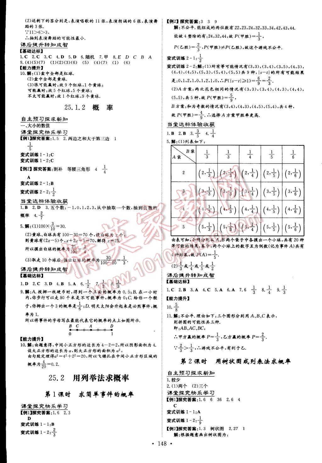 2014年初中同步学习导与练导学探究案九年级数学上册 第22页