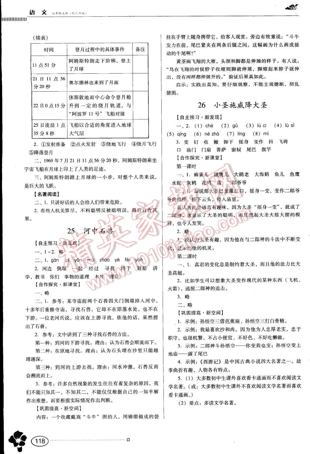 2014年南方新课堂金牌学案七年级语文上册人教版 第14页