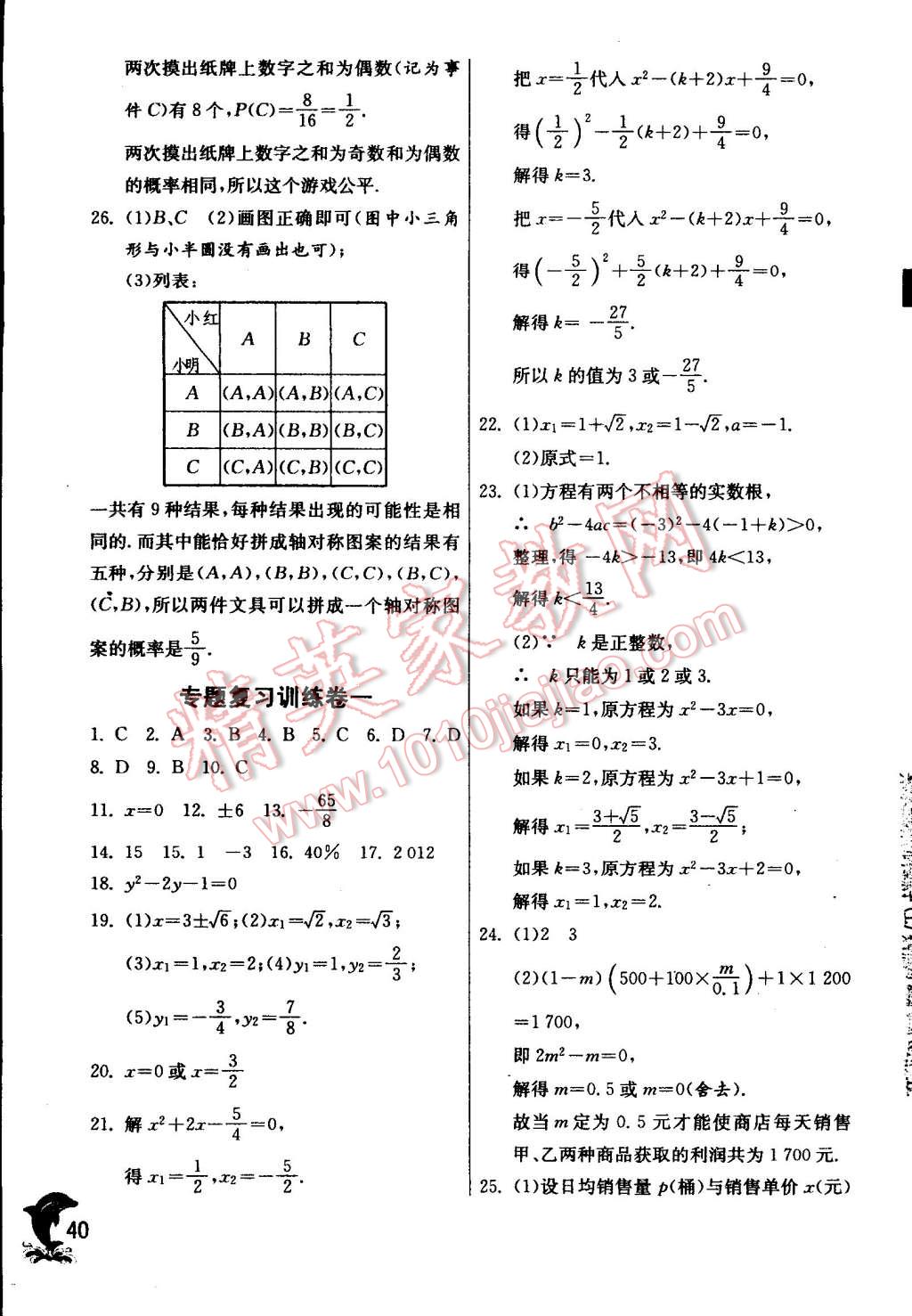 2014年實(shí)驗(yàn)班提優(yōu)訓(xùn)練九年級(jí)數(shù)學(xué)上冊(cè)蘇科版 第40頁