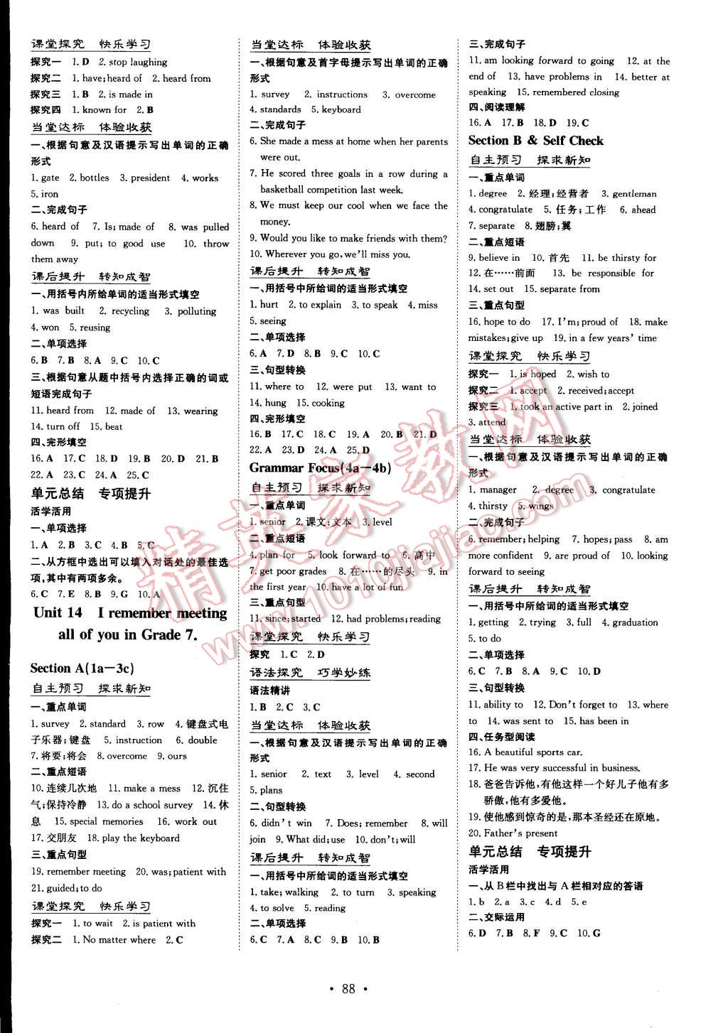 2015年初中同步学习导与练导学探究案九年级英语下册 第4页