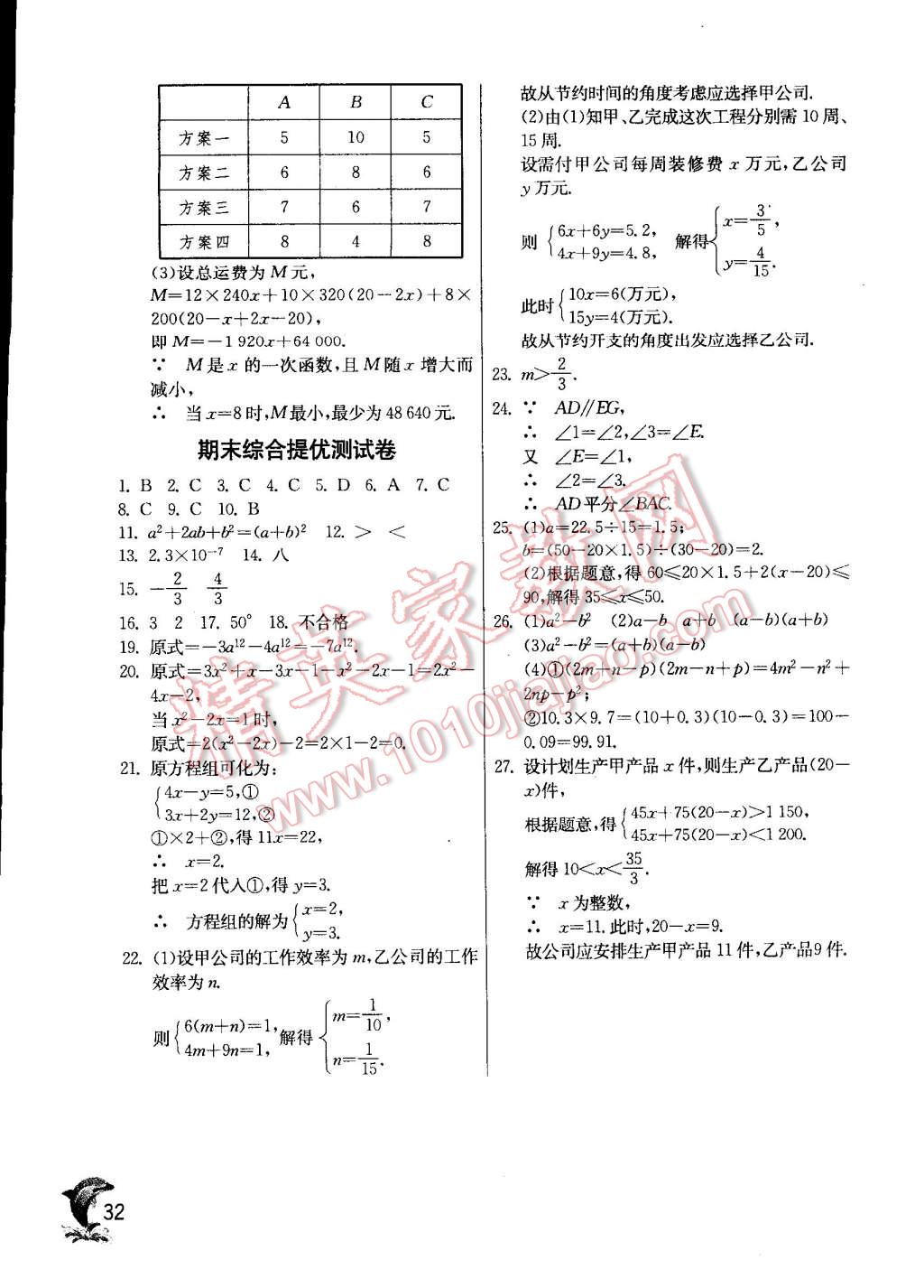 2015年實(shí)驗(yàn)班提優(yōu)訓(xùn)練七年級(jí)數(shù)學(xué)下冊(cè)蘇科版 第32頁