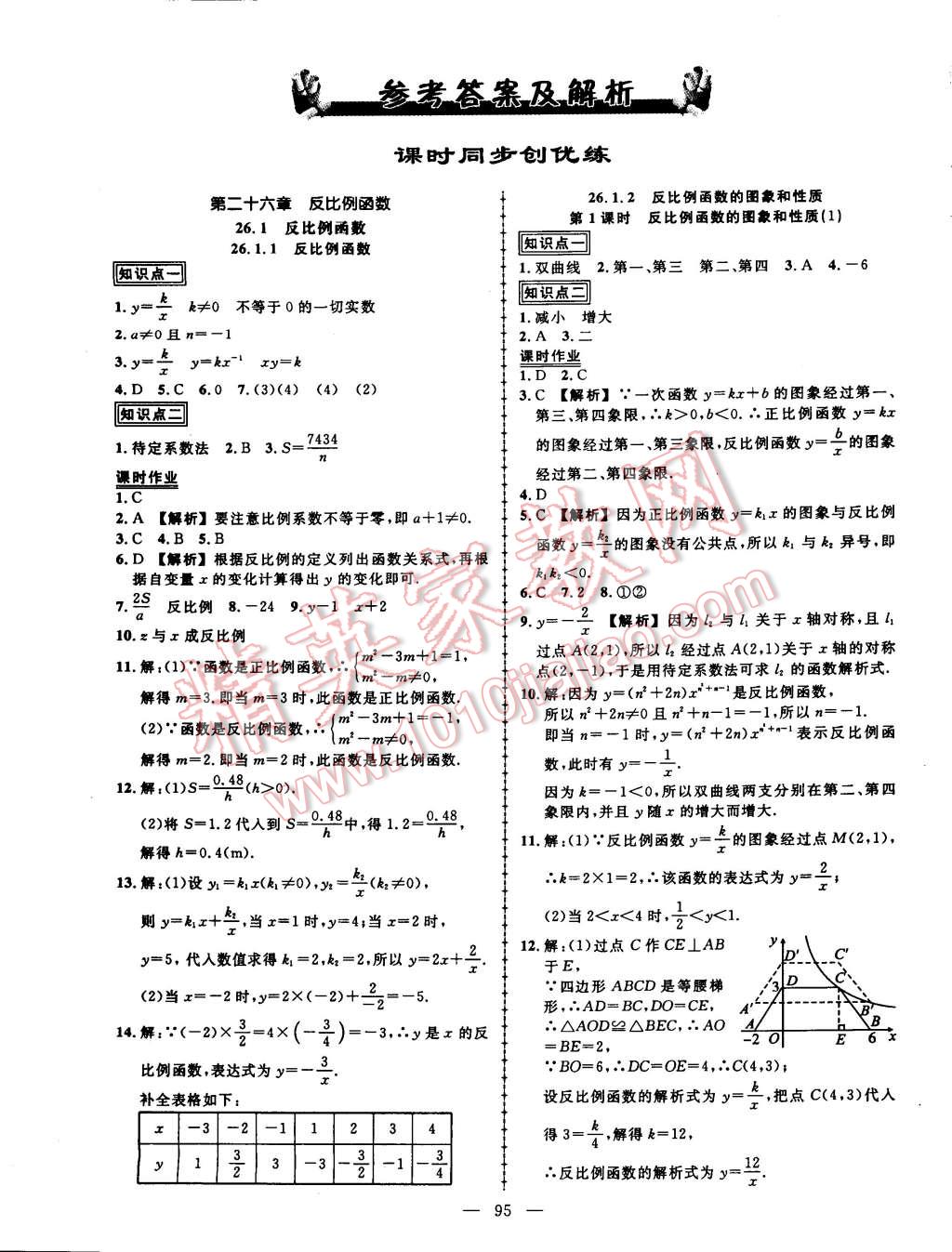 2015年黄冈创优作业导学练九年级数学下册人教版 第1页