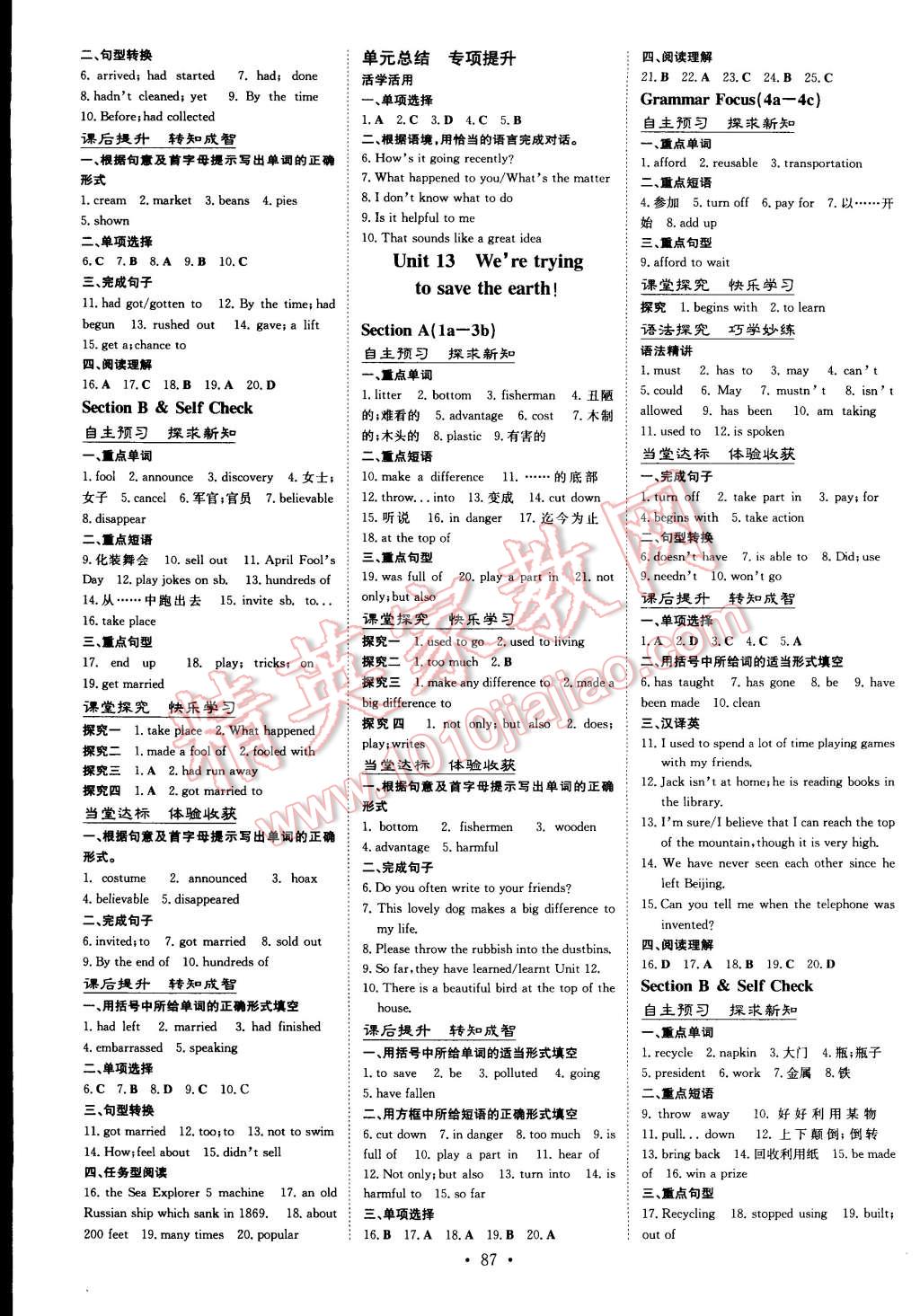 2015年初中同步学习导与练导学探究案九年级英语下册 第3页