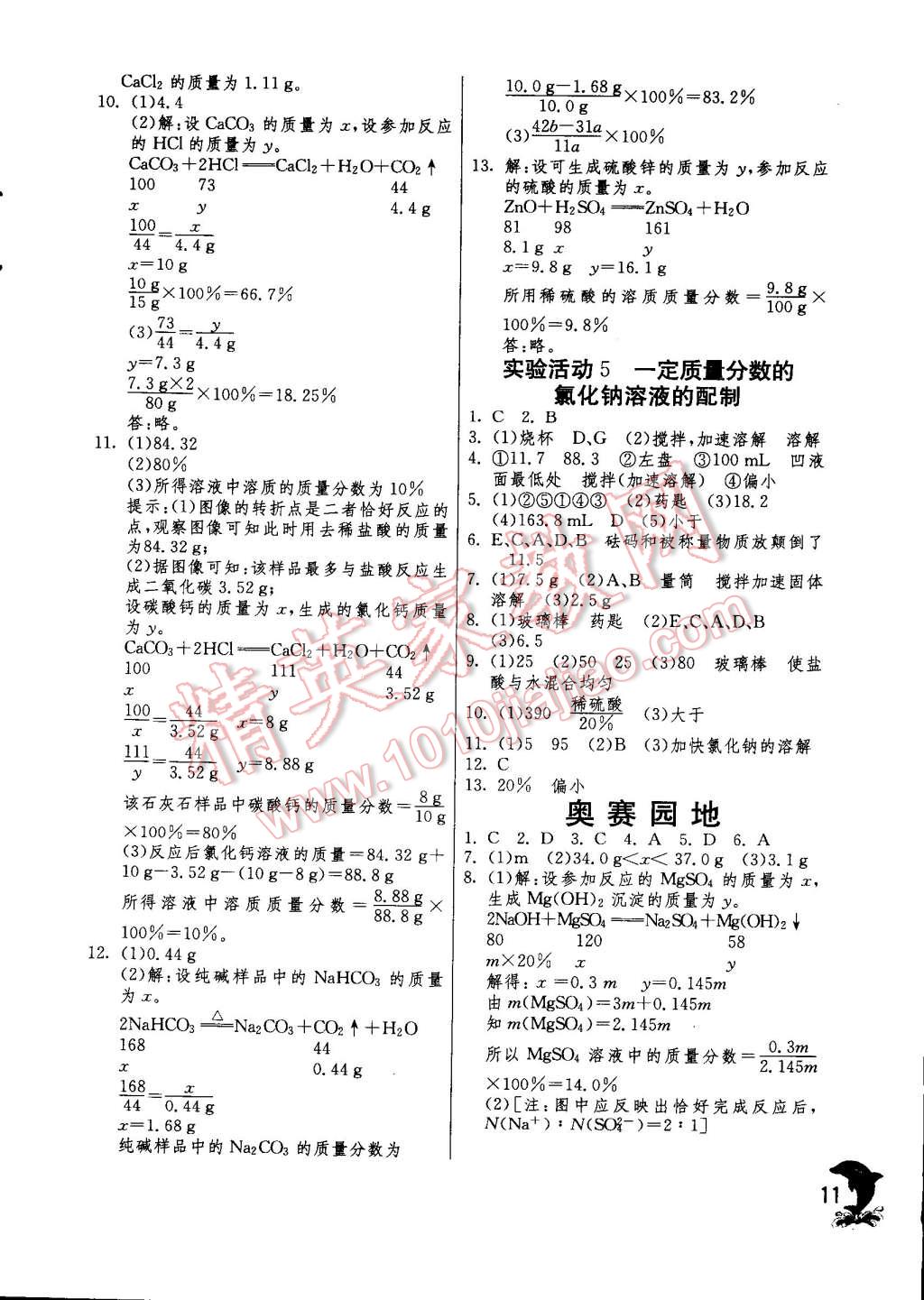 2015年实验班提优训练九年级化学下册人教版 第11页