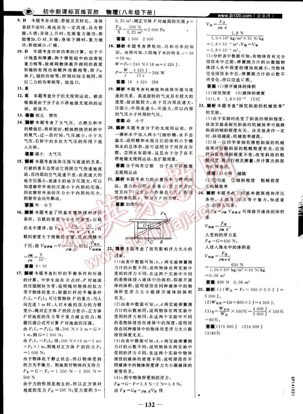 2015年世紀(jì)金榜百練百勝八年級(jí)物理下冊(cè)滬科版 第10頁(yè)