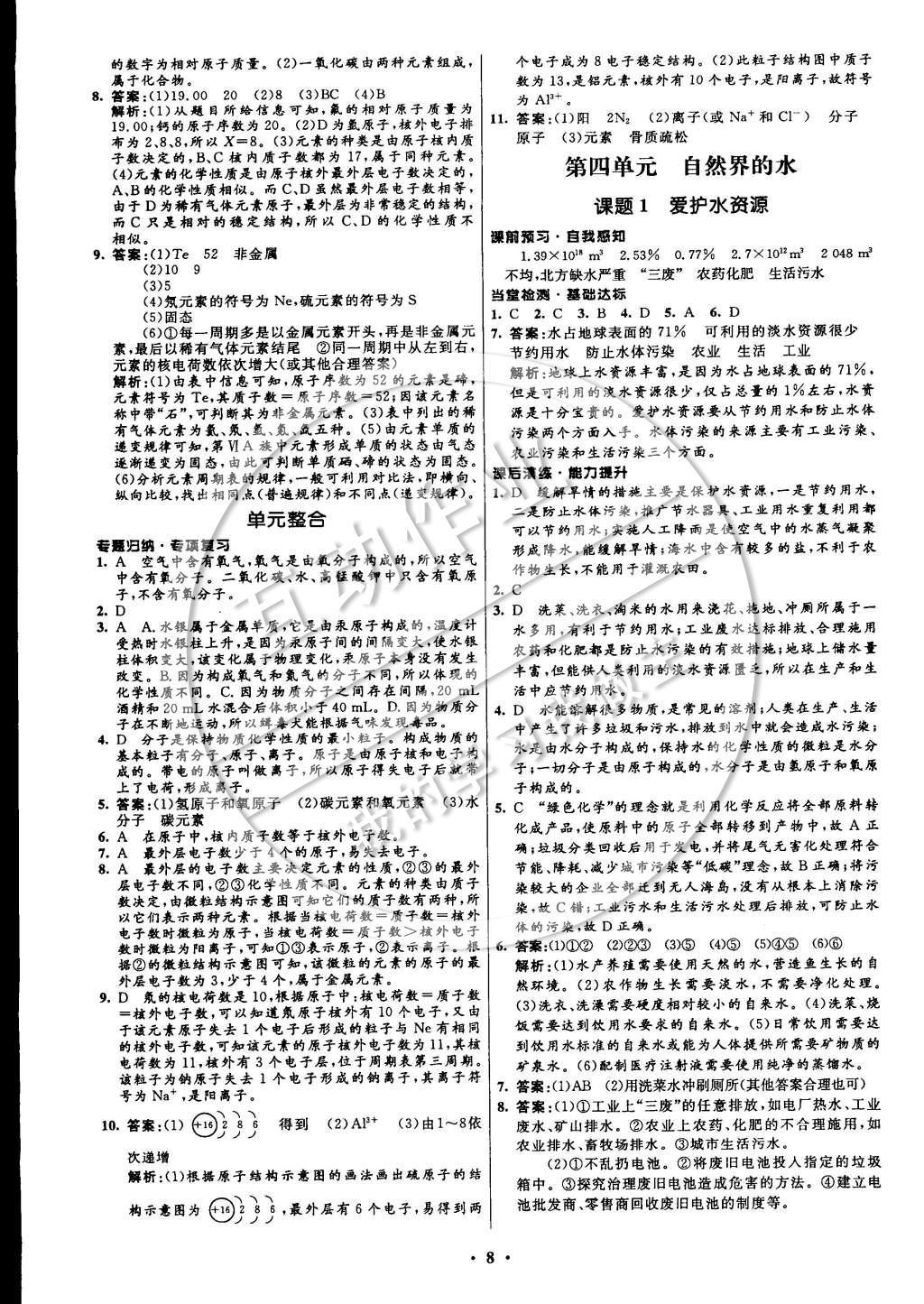 2014年初中同步測控全優(yōu)設(shè)計九年級化學(xué)上冊人教版 參考答案第16頁