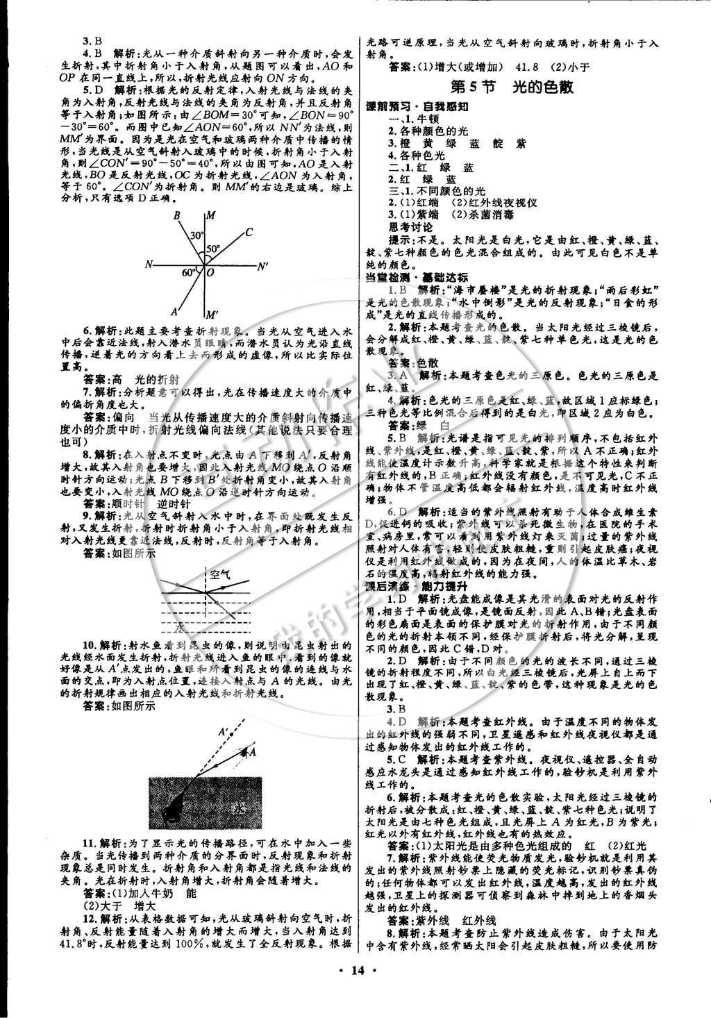 2014年初中同步測控全優(yōu)設(shè)計八年級物理上冊人教版 參考答案第20頁