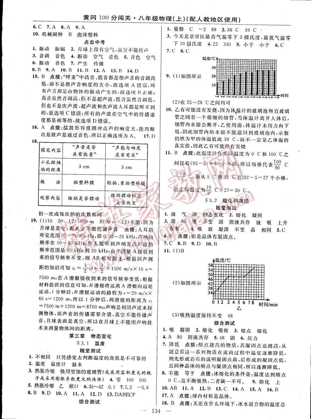 2014年黃岡100分闖關(guān)一課一測八年級(jí)物理上冊(cè)人教版 第4頁