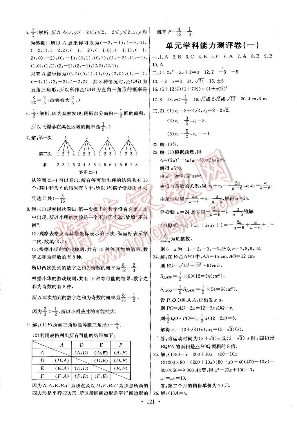 2014年能力培養(yǎng)與測試九年級數(shù)學上冊人教版 第23頁