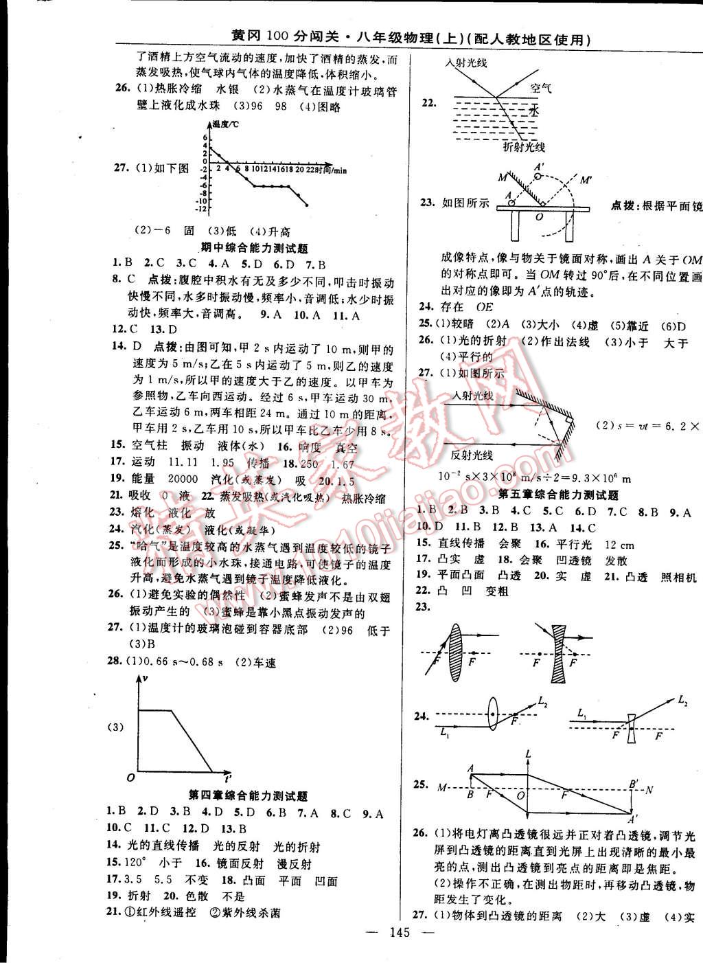 2014年黃岡100分闖關(guān)一課一測(cè)八年級(jí)物理上冊(cè)人教版 第15頁(yè)