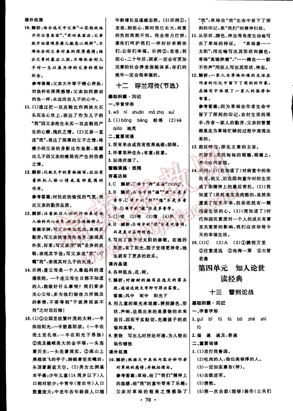 2015年初中同步測(cè)控全優(yōu)設(shè)計(jì)九年級(jí)語(yǔ)文下冊(cè)蘇教版 第9頁(yè)