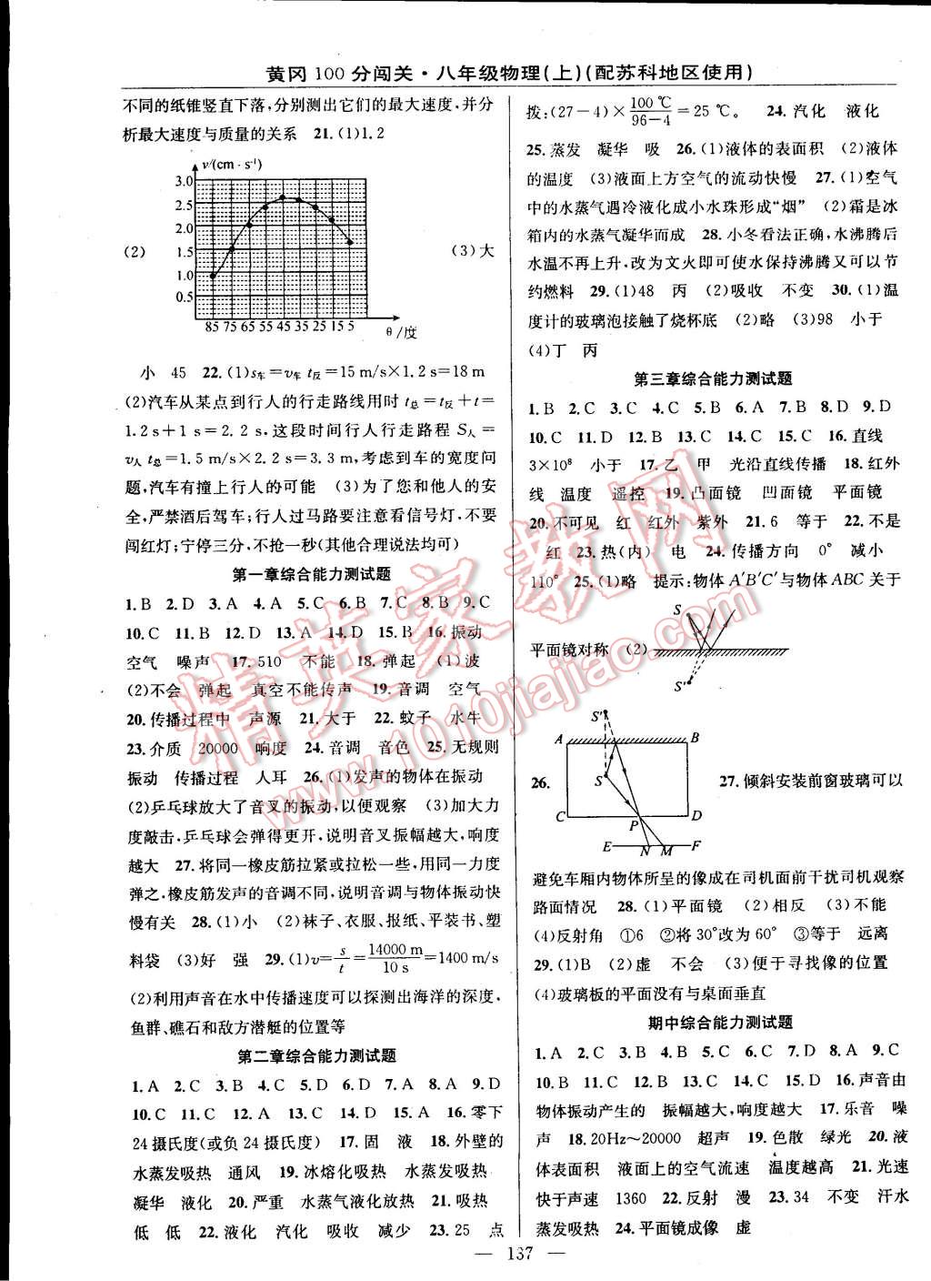 2014年黃岡100分闖關(guān)一課一測(cè)八年級(jí)物理上冊(cè)蘇科版 第11頁(yè)