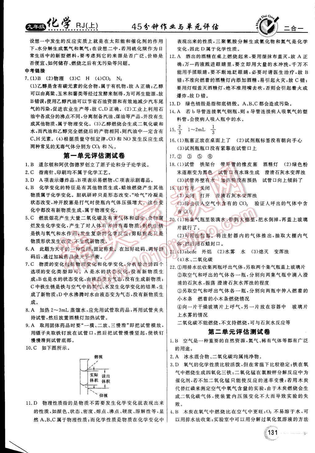 2014年红对勾45分钟作业与单元评估九年级化学上册人教版 第23页