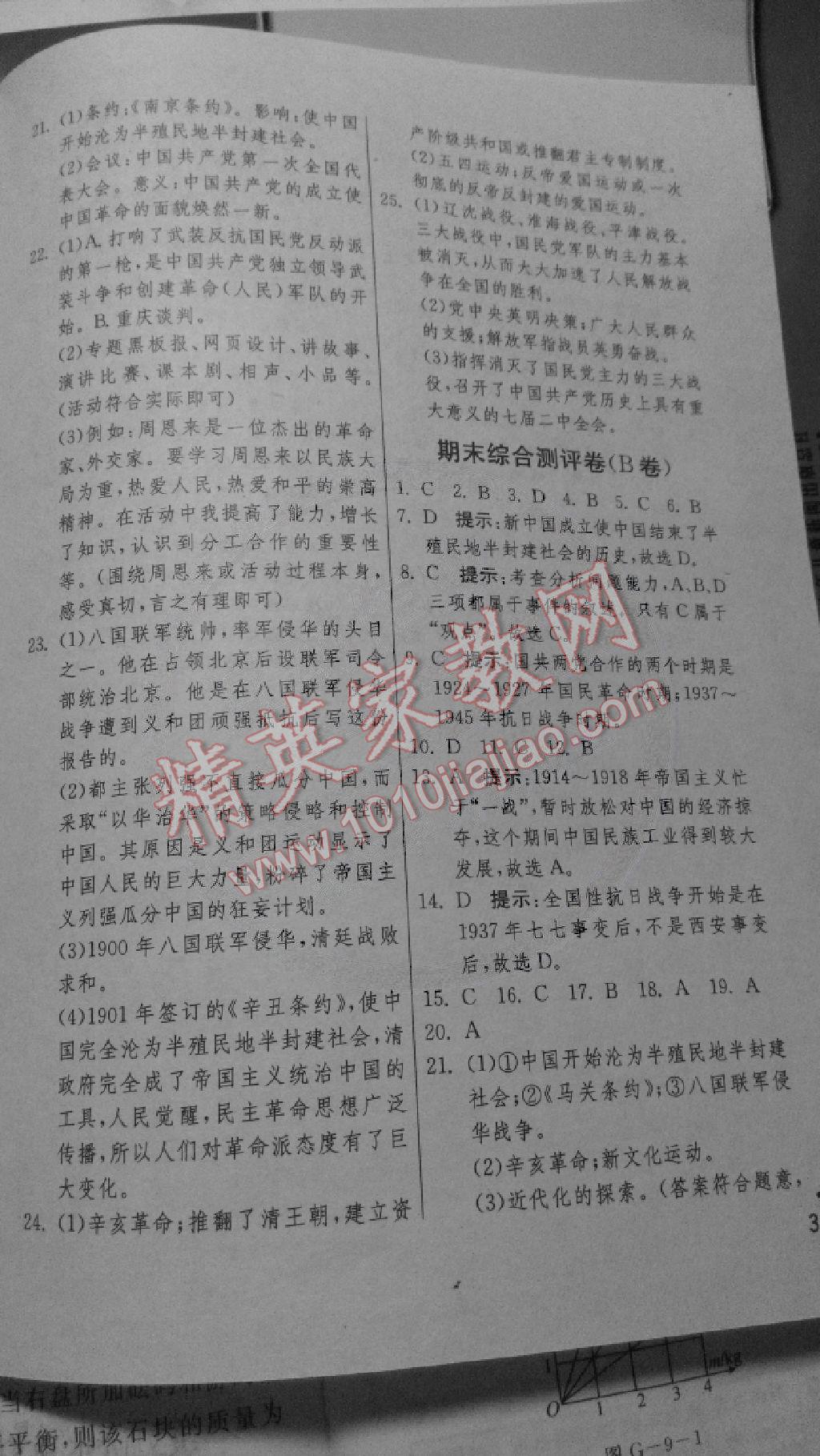 2014年實驗班提優(yōu)訓(xùn)練八年級歷史上冊人教版 第31頁