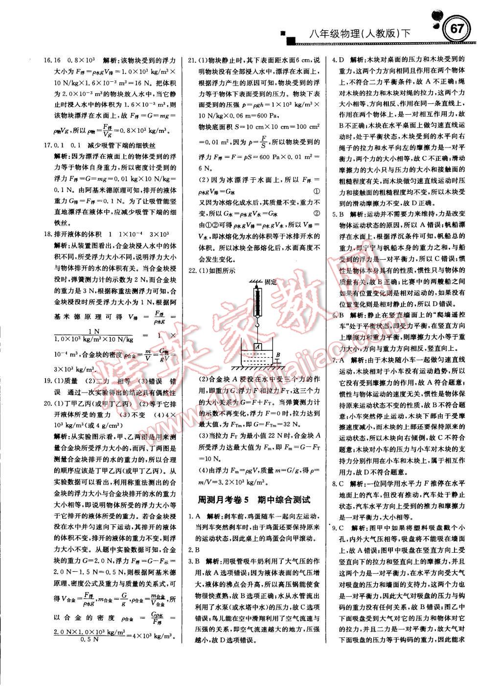 2015年輕巧奪冠周測月考直通中考八年級物理下冊人教版 第19頁