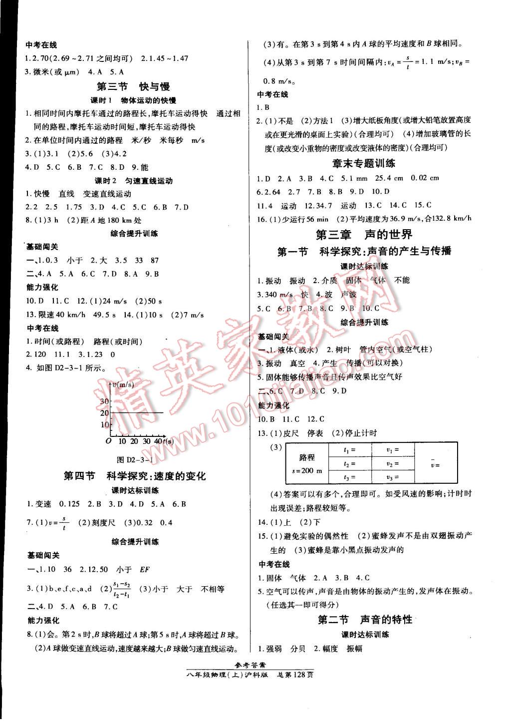 2014年高效课时通10分钟掌控课堂八年级物理上册沪科版 第2页