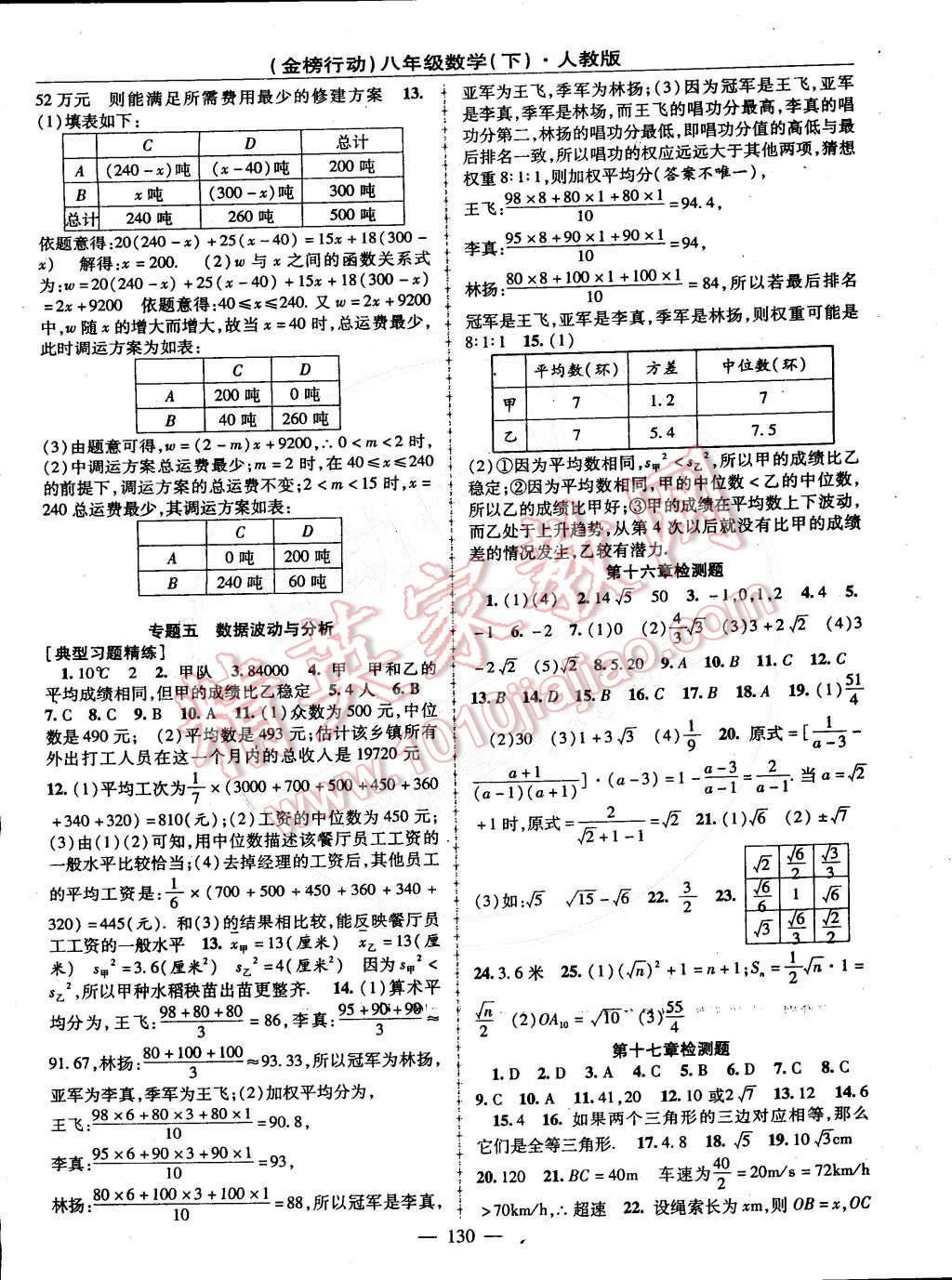 2015年金榜行動八年級數(shù)學(xué)下冊人教版 第10頁