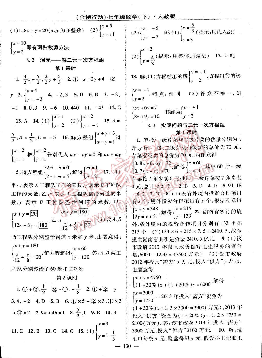 2015年金榜行動(dòng)七年級(jí)數(shù)學(xué)下冊(cè)人教版 第6頁