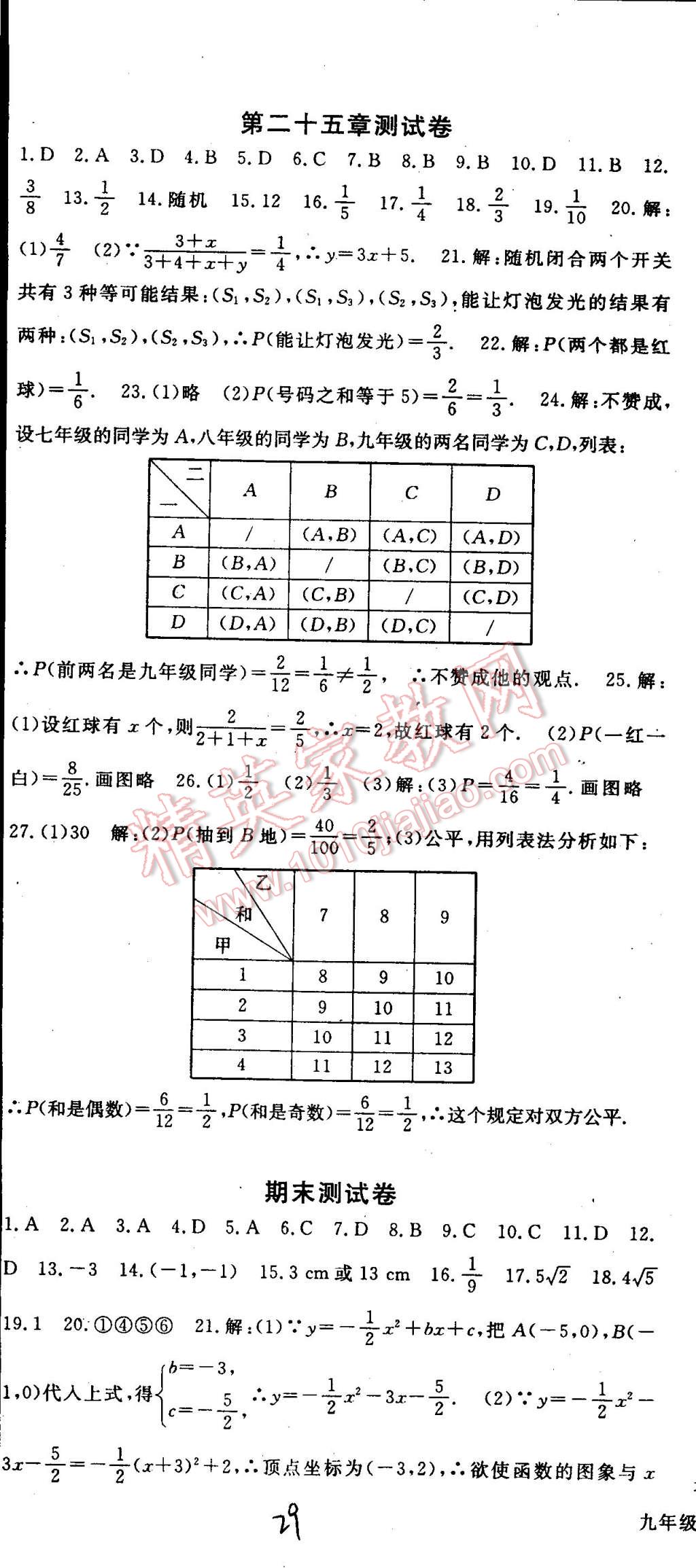 2014年名师大课堂九年级数学上册人教版 第29页