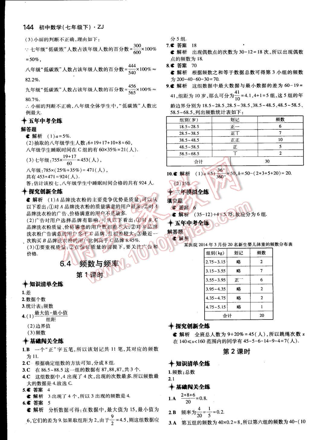 2015年5年中考3年模擬初中數(shù)學七年級下冊浙教版 第37頁