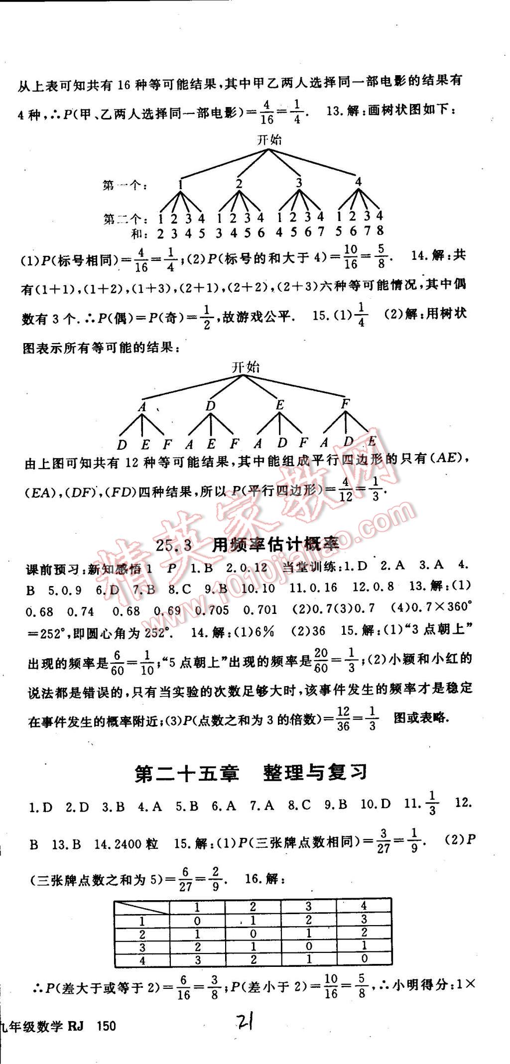 2014年名师大课堂九年级数学上册人教版 第21页