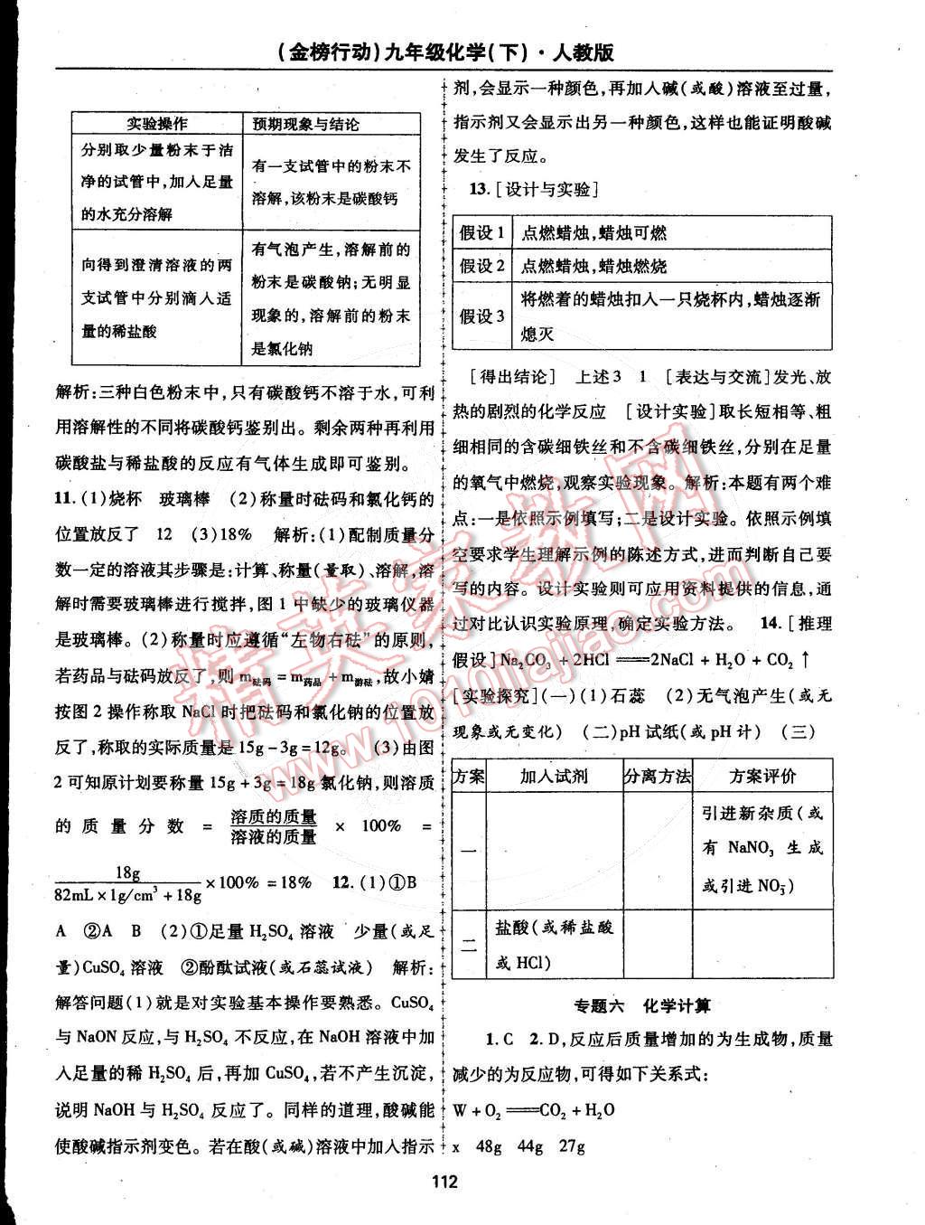 2015年金榜行動(dòng)九年級(jí)化學(xué)下冊(cè)人教版 參考答案第43頁