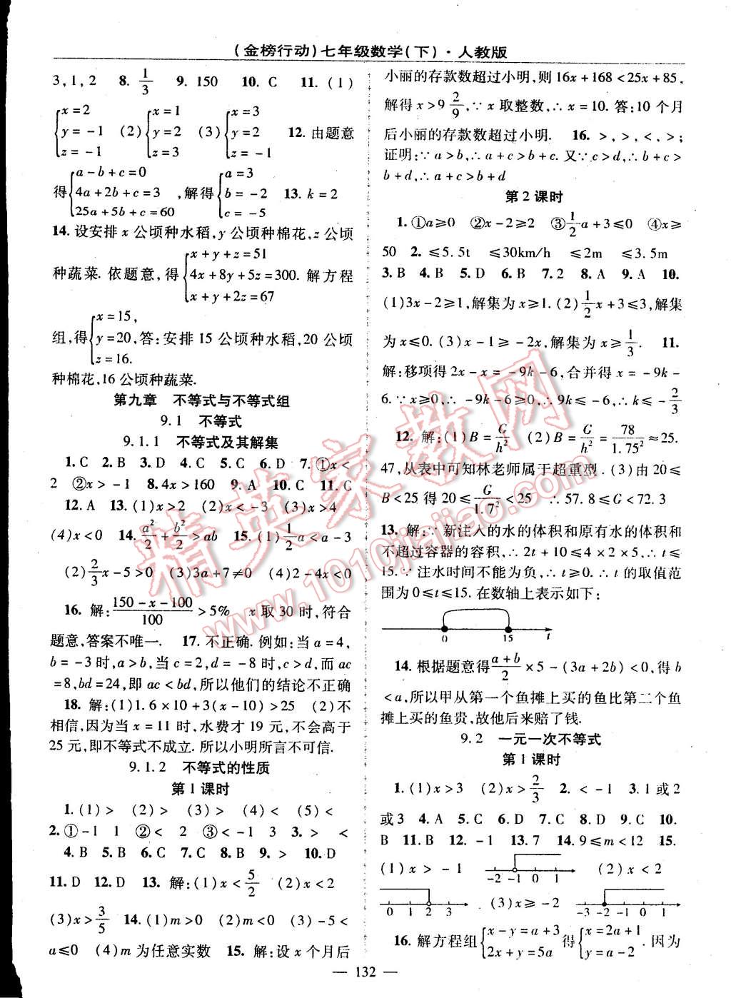 2015年金榜行動(dòng)七年級數(shù)學(xué)下冊人教版 第8頁