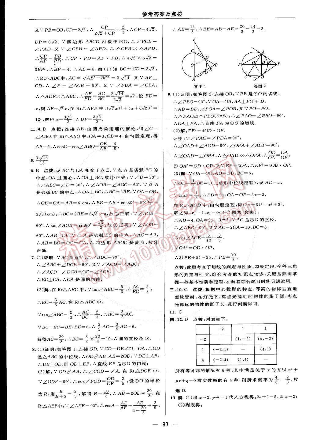 2015年綜合應(yīng)用創(chuàng)新題典中點(diǎn)九年級(jí)數(shù)學(xué)下冊(cè)滬科版 測(cè)試卷參考答案第44頁(yè)