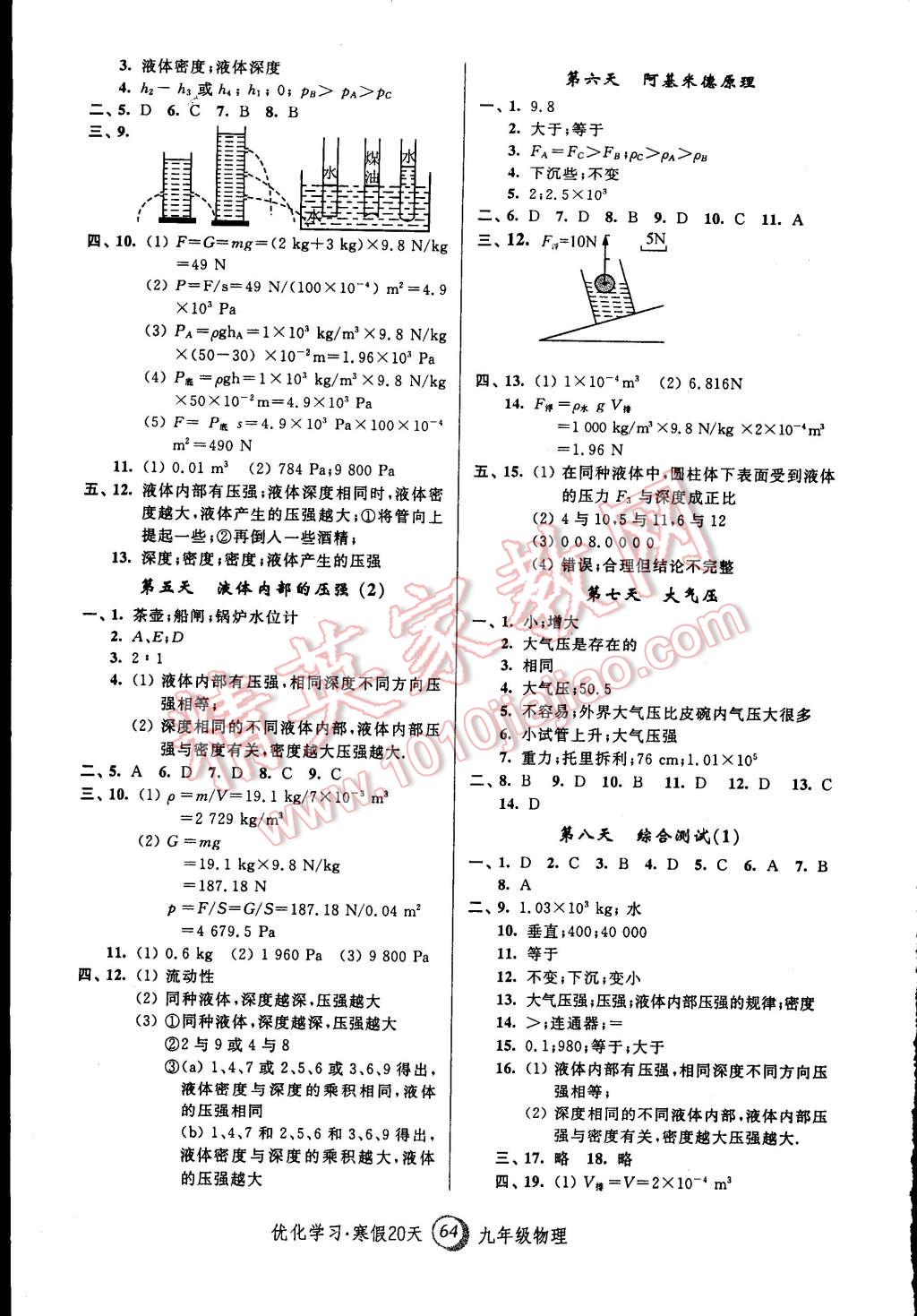 2015年優(yōu)化學(xué)習(xí)寒假20天九年級物理上海地區(qū)專用 第2頁