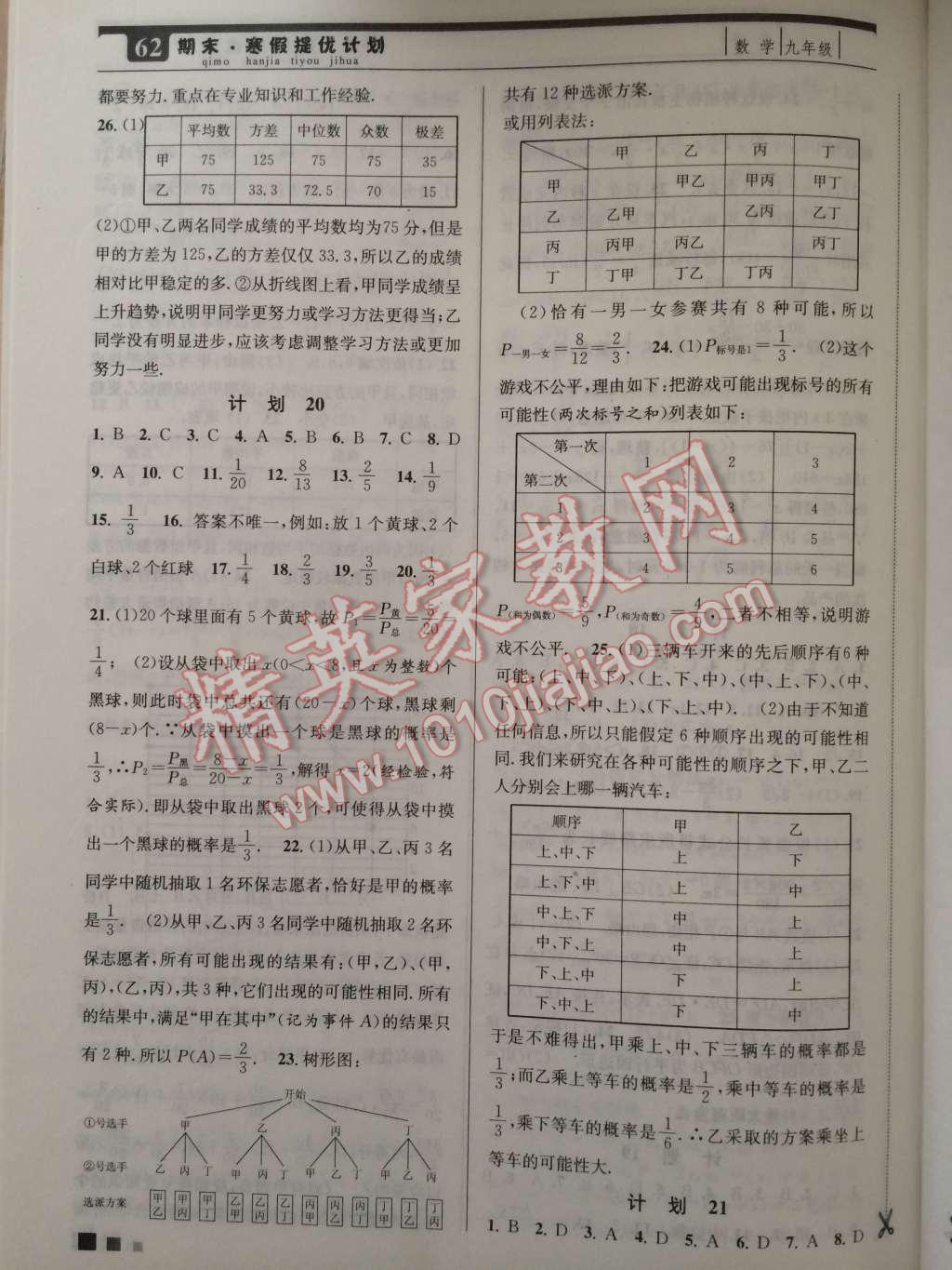 2015年期末寒假提優(yōu)計劃九年級數(shù)學國標蘇科版 第6頁