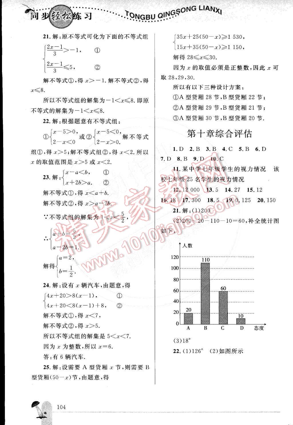 2015年同步轻松练习七年级数学下册人教版 第23页