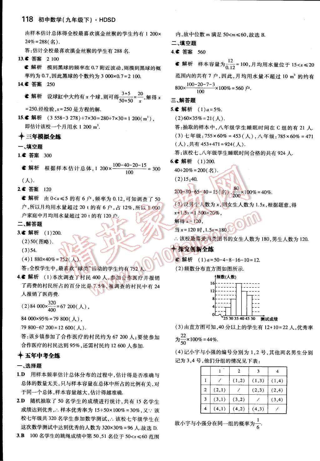 2015年5年中考3年模擬初中數(shù)學(xué)九年級下冊華師大版 第3頁
